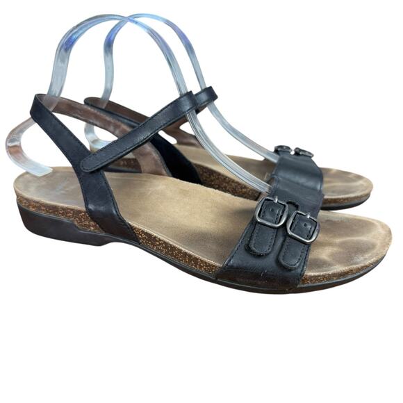Dansko Rebekah 6021470200 Black Leather Sandals Ankle Strap Shoes sz 41 10.5 11 - Picture 1 of 16